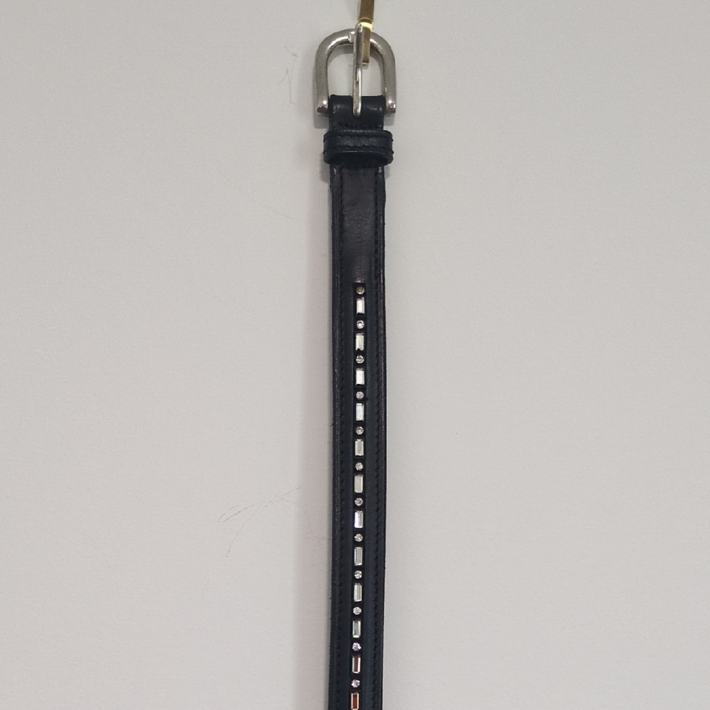 Black Leather Belt with Silver Buckle